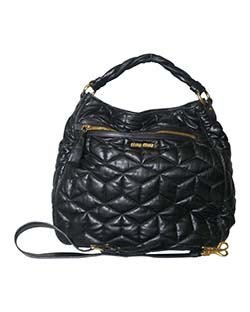 Diamond Quilted Hobo, Leather, Black, DB